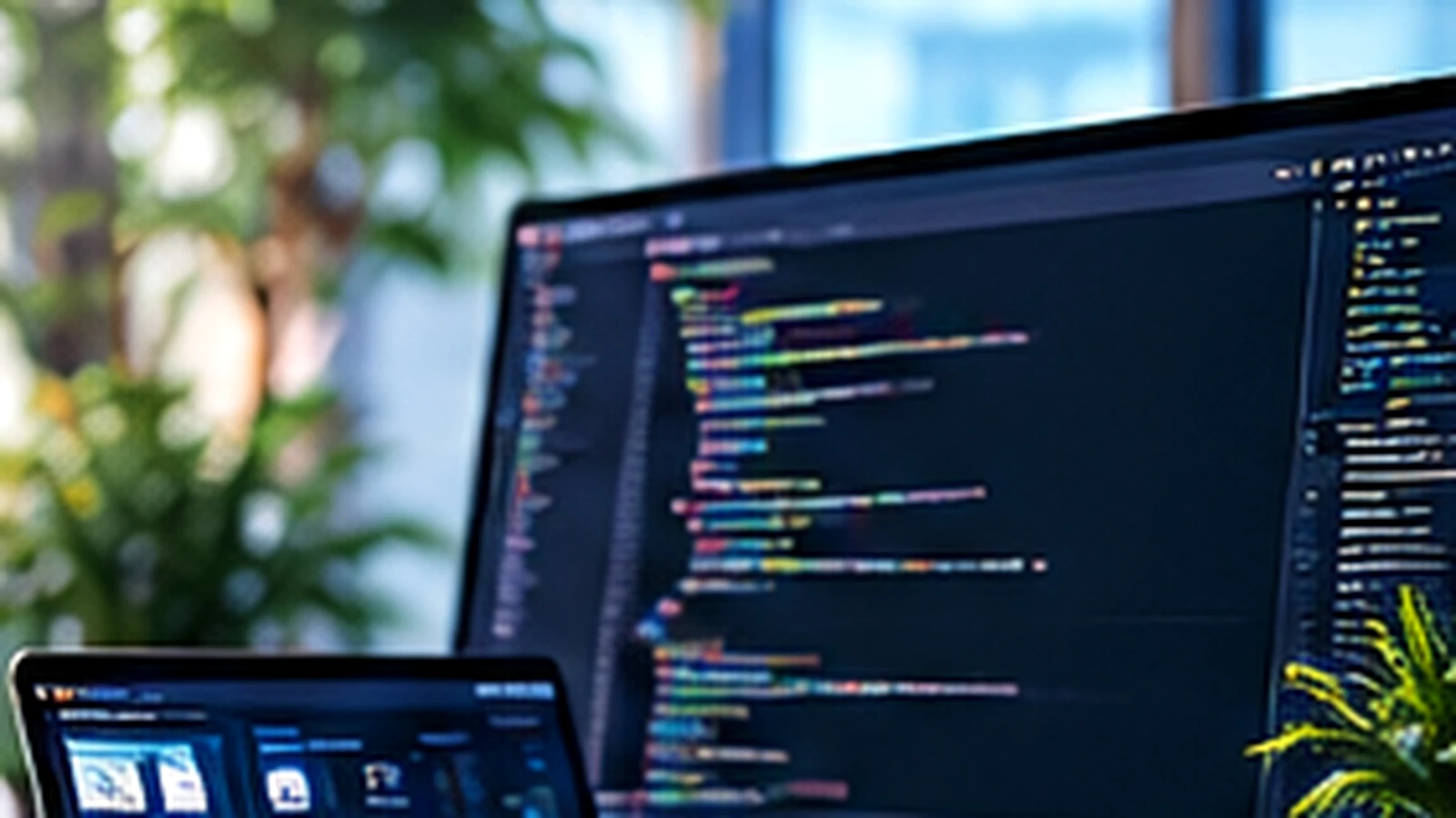 Technology systems and digital business operations in a modern office setting